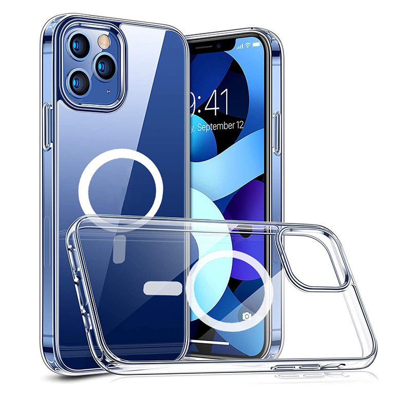 Shockproof transparent clear TPU magnet phone case for magsafe case for iphone 12 pro mini max