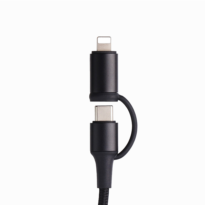 New PD Fast Charge Nylon Aluminum Shell 2 in 1 USB Type C Data Cable for iPhone Macbook