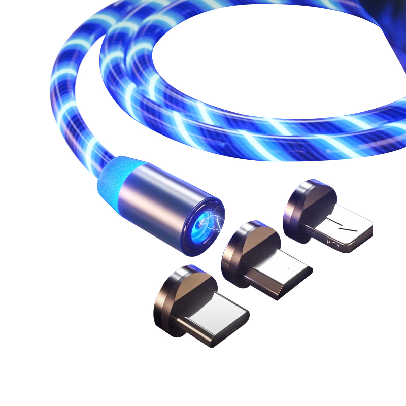 multi function glowing led magnetic 3 in 1 usb charging cable