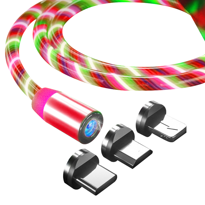 Promotion LED glow flowing 3 in 1 type c multi magnetic usb cable