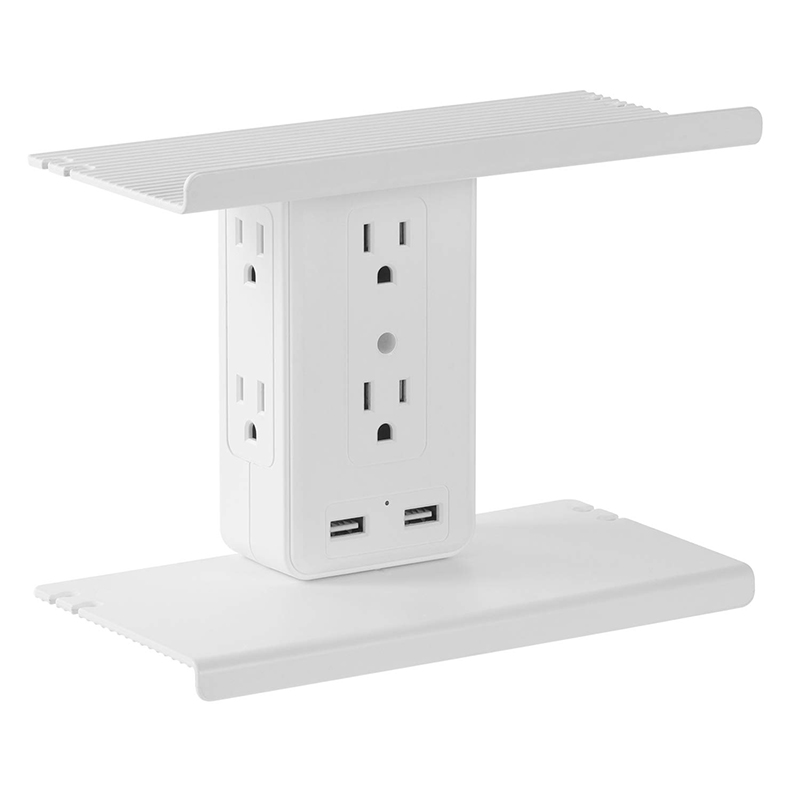 Newest Design US Standard PCV0 90 Degrees Rotatable Design Smart Wall Socket with 8 Port Surge for Residential / General-Purpose