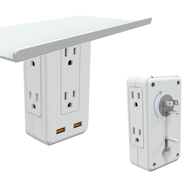 US Standard AC125V/15A Output Per USB Port DC5V/2.4A Power Strip/Outlet/Wall Socket with Shelf for Residential / General-Purpose