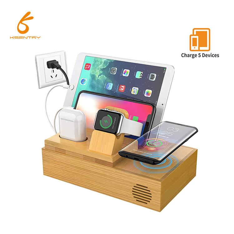 Good heat dissipation  40W bamboo PD charger station wooden smartphone charging stand