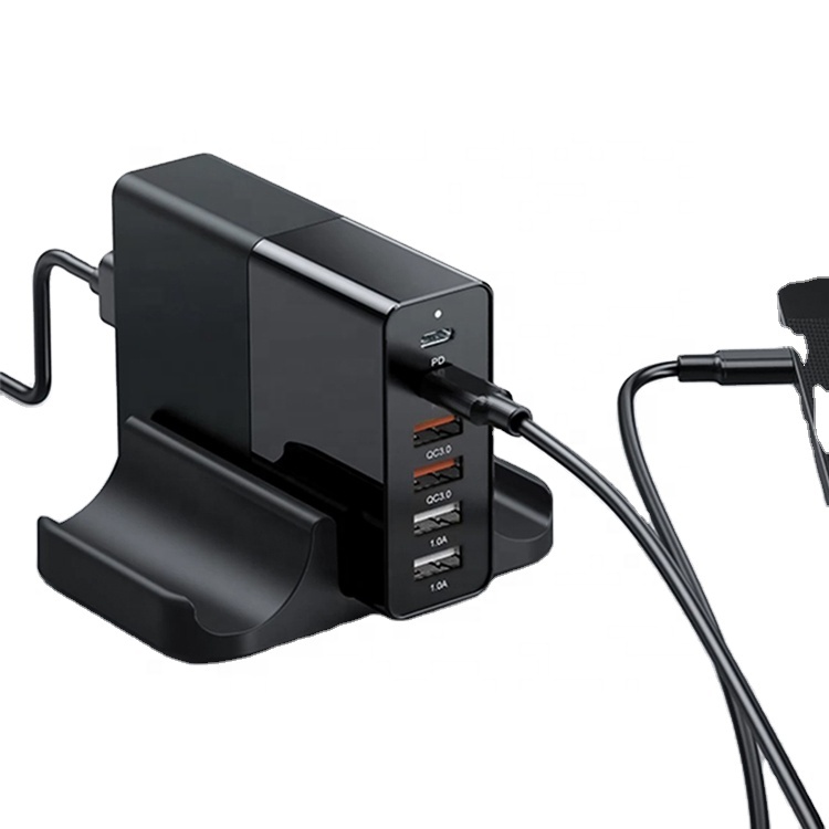 6 in 1 PC V0 75W Portable Fast Desktop USB C PD Mobile Phone charging Station with QC 3.0 multiple Usb Charger Dock