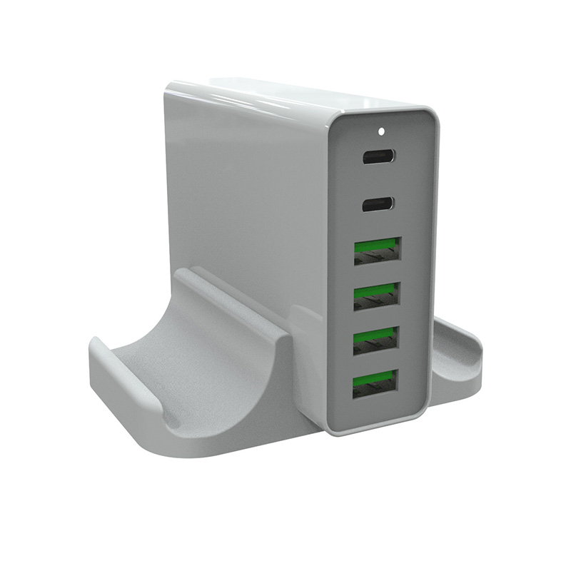 Portable Travel Design 6 Port 75W Desktop USB C PD Charger with US/UK/EU/AU Plug