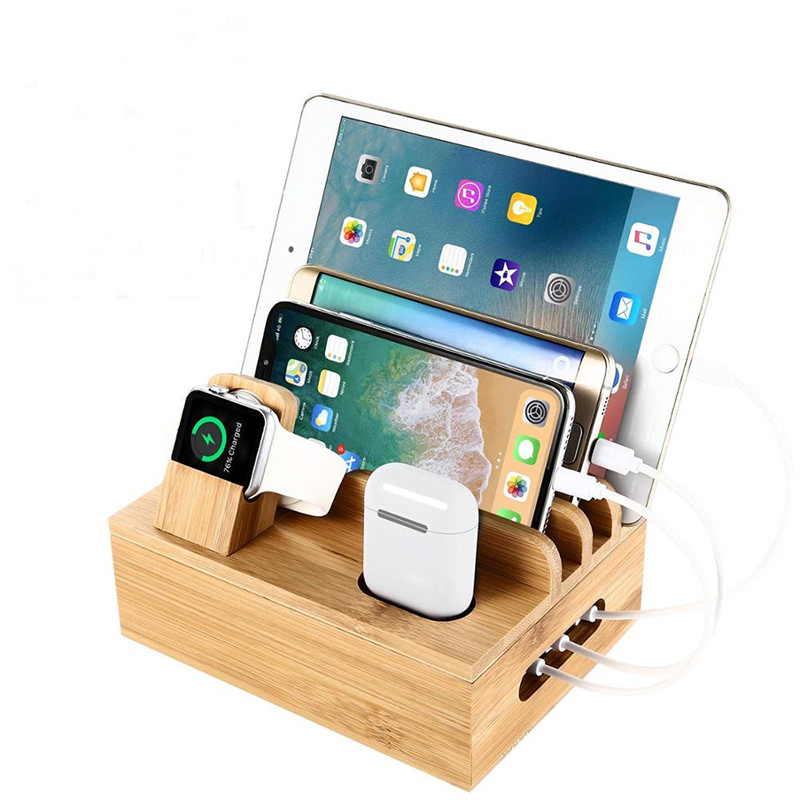 Amazon Top Sell 5 Port Bamboo USB Charging Station for Multiple Devices