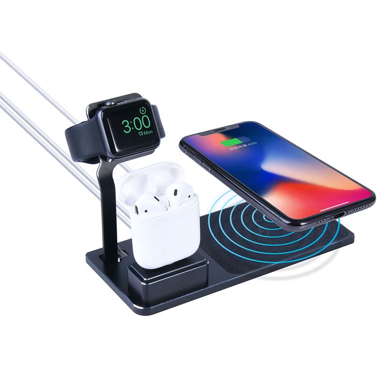 Wholesale 3 in 1 Aluminum Alloy Wireless Charging Stand for Smart Phone Watch Earpods