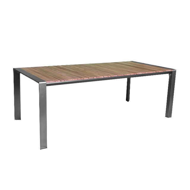 Luxary Alu. frame in powder coating with eucalyptus wood table top dining table brushed