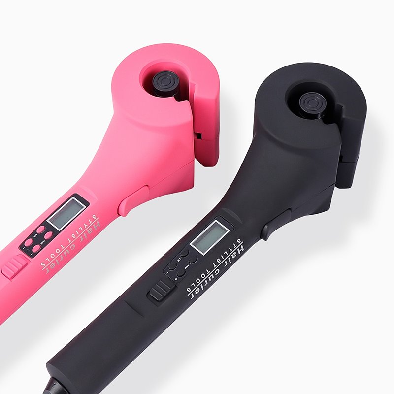 Ceramic Curling Iron Wand Roller Wave Machine Hair Styler Magic Automatic Pink Hair Curler with LCD Digital Display Custom Logo