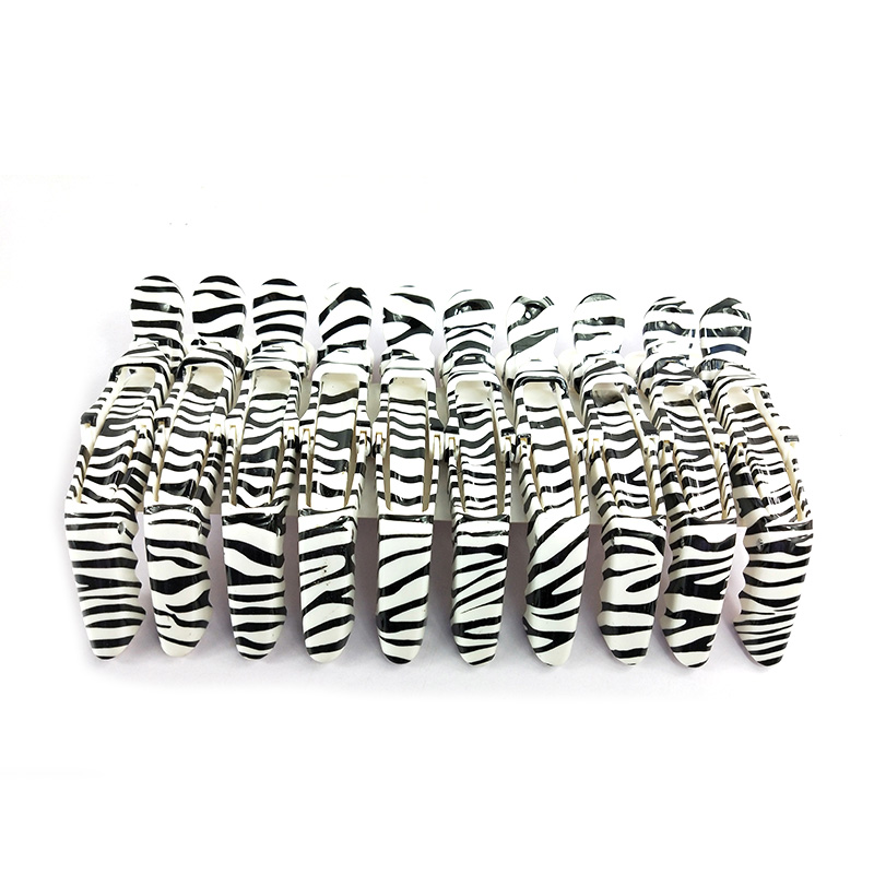 Wholesale OEM Private Label Zebra Pattern Pink Salon Hair Styling Clips Sectioning Plastic Alligator Hair Clips For Woman