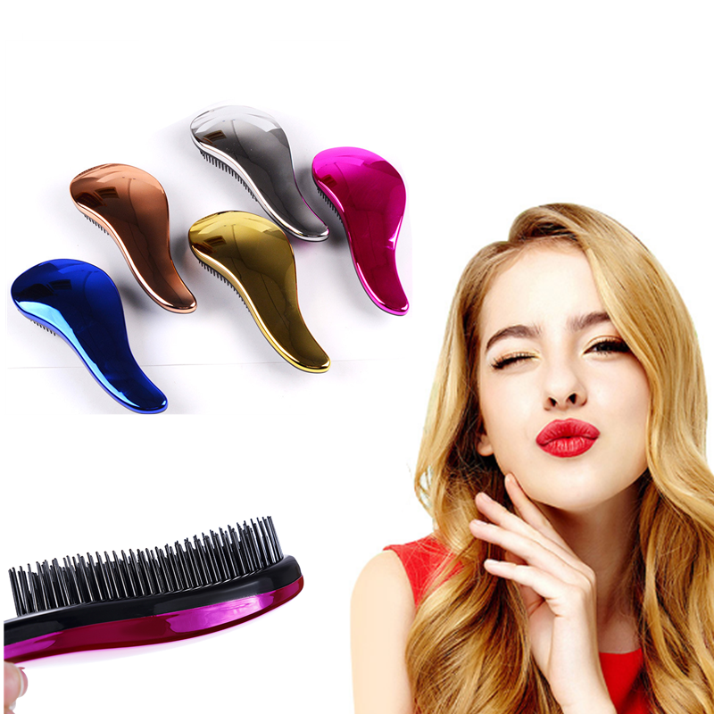 Portable No Knots Massage Plastic Custom Logo Small Detangler Detangling Hair Brush for All Hair Types